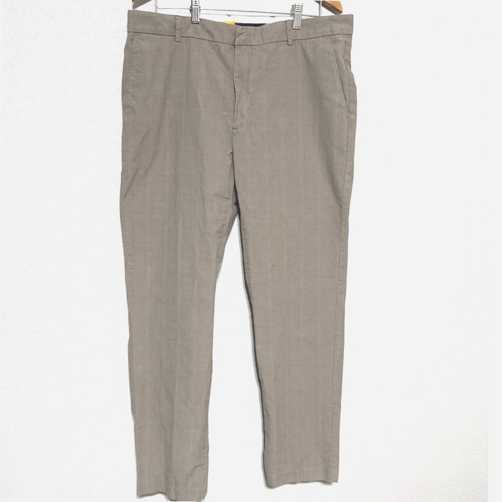 Tommy Hilfiger Mens 36x32 Tan Glen Plaid Dress Pants Khaki Trousers Slacks‎